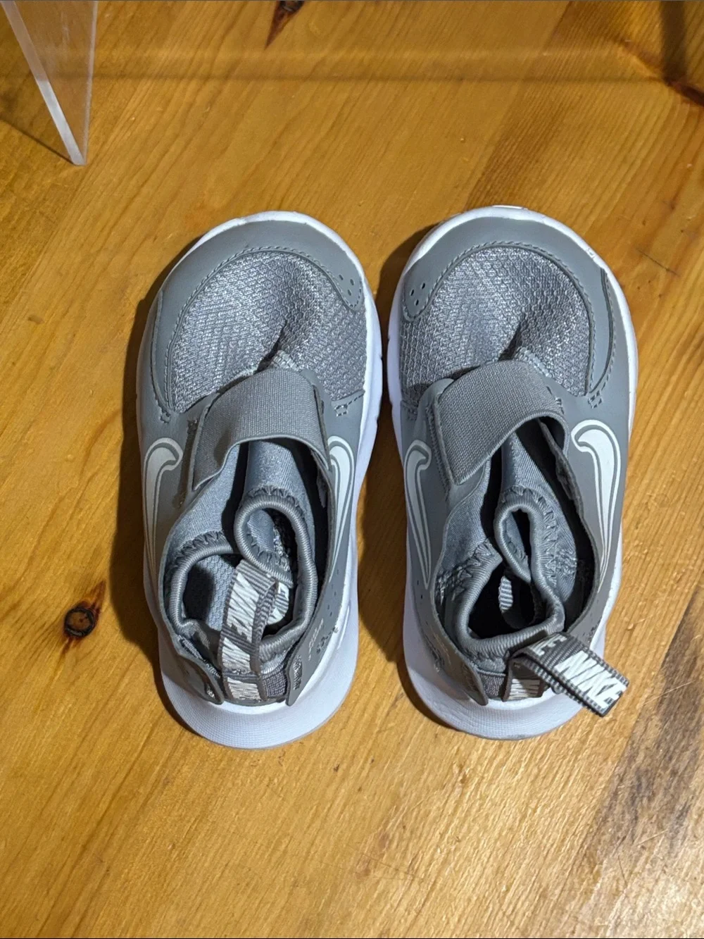 Nike Kids Grey Slip-On Sneakers with Hook-and-Loop Strap 6C